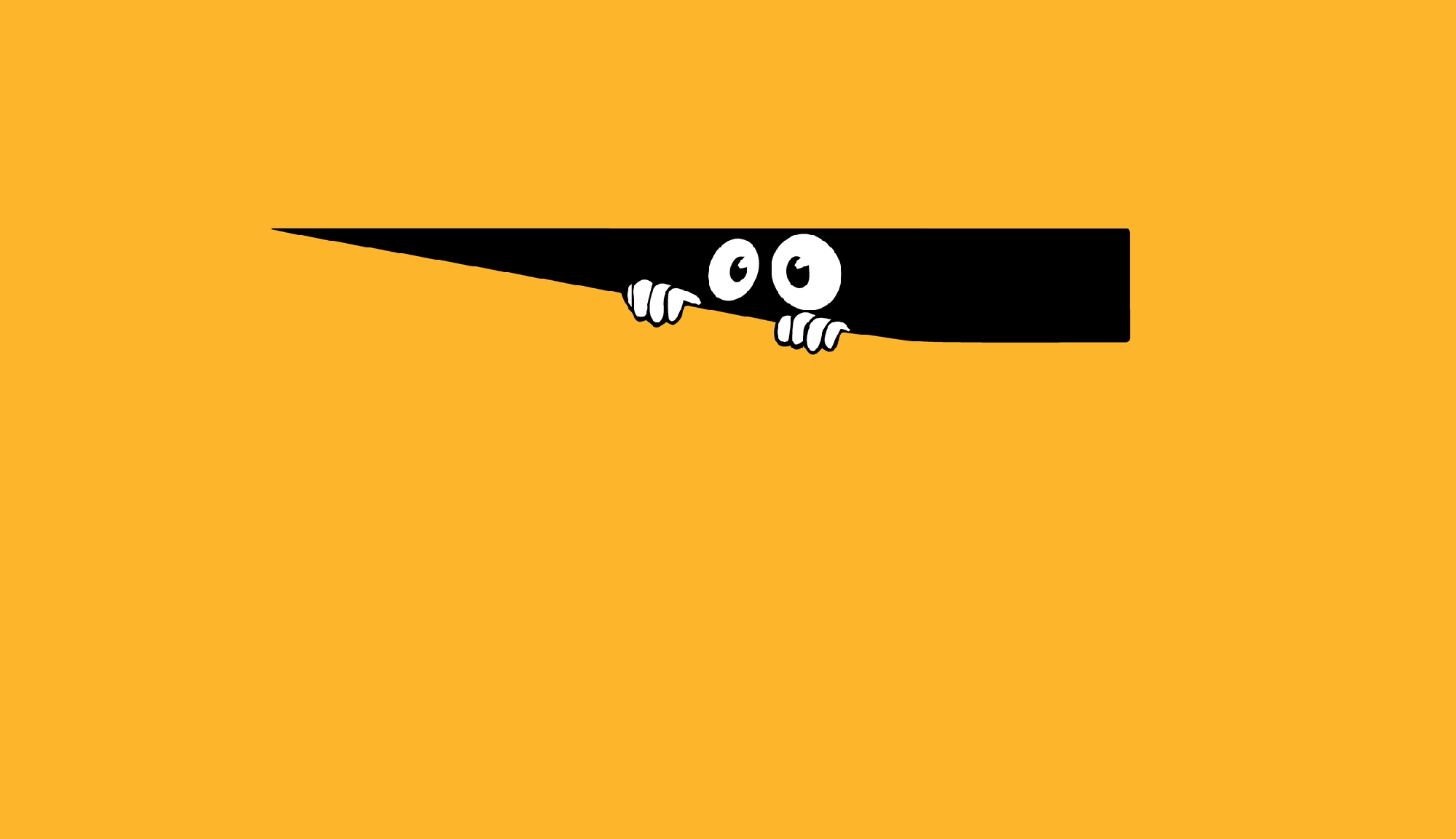 Grafik einer Gestalt, die aus dem verborgenen ins Bild schaut, nur die Augen von ihr sind zu sehen