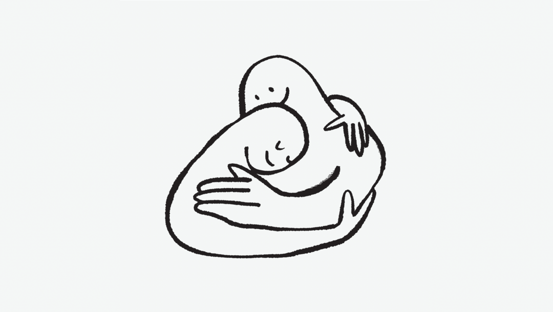 Gibt es eine Sprache, die alle verstehen? Ja, sagt ‚Leben jetzt'-Autorin Xenia Frenkel: die Liebe Illustration von zwei Menschen, die sich umarmen