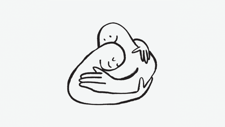 Illustration von zwei Menschen, die sich umarmen