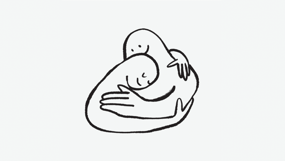 Illustration von zwei Menschen, die sich umarmen