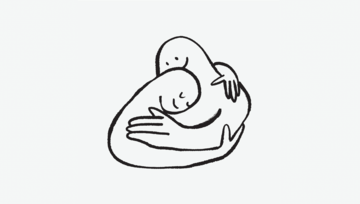 Illustration von zwei Menschen, die sich umarmen