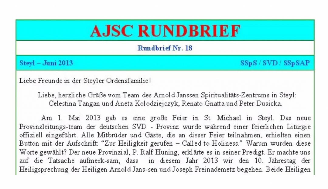 Ein AJSC Rundbrief