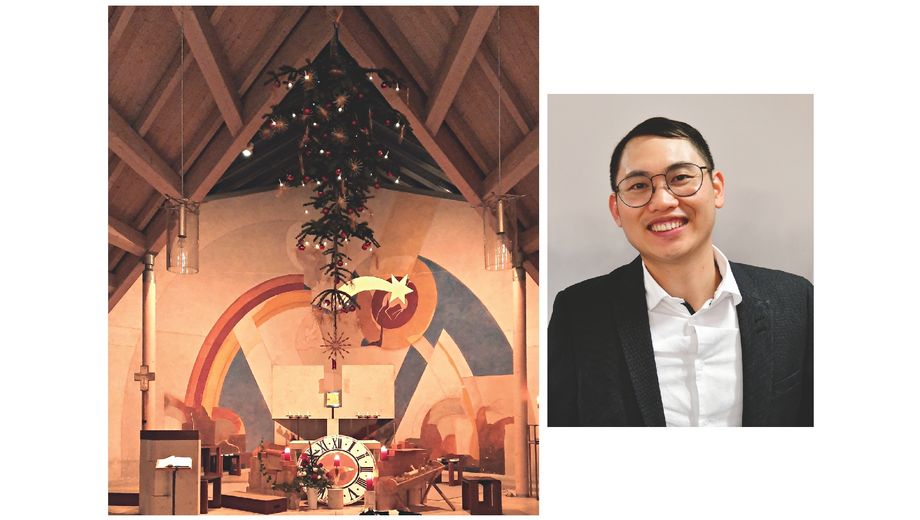 ein verkehrt herum aufgehängter Weihnachtsbaum, Pater Duns Helbero