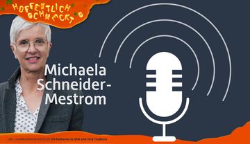 Foto von Michaela Schneider-Mestrom mit Grafik eines Mikros