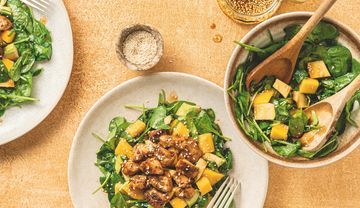 Babyspinat, Mango, Hähnchen