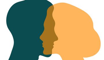 Ein männliches und ein weibliches Gesicht als Umriss