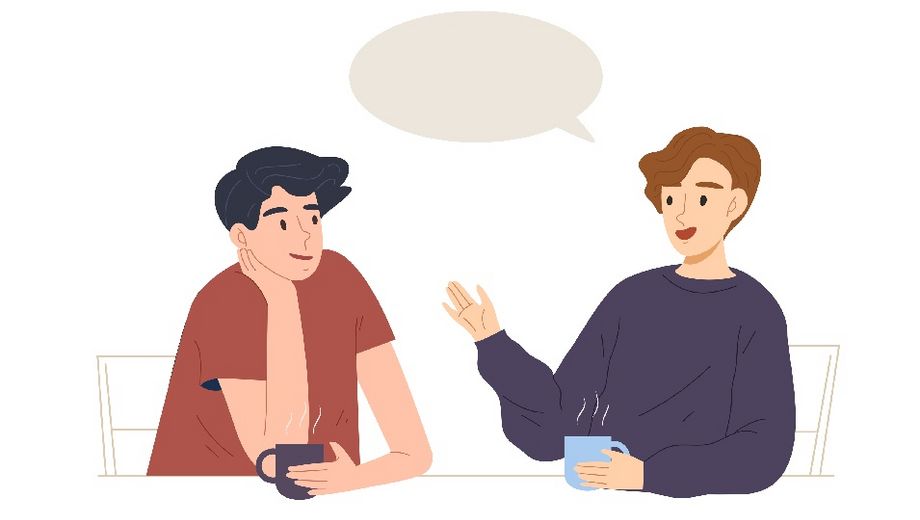 Zeichnung zweier Männer im Gespräch